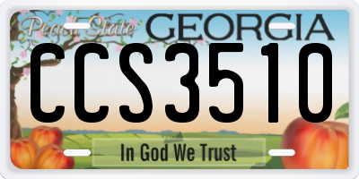 GA license plate CCS3510