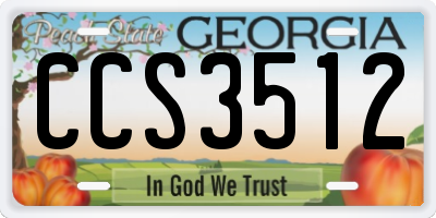 GA license plate CCS3512