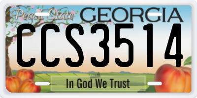 GA license plate CCS3514