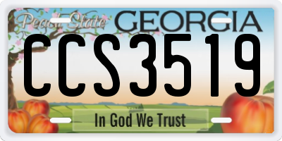 GA license plate CCS3519