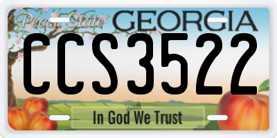 GA license plate CCS3522