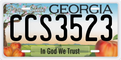 GA license plate CCS3523