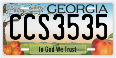 GA license plate CCS3535
