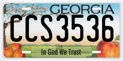 GA license plate CCS3536