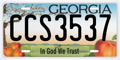GA license plate CCS3537