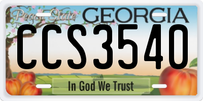 GA license plate CCS3540