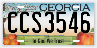 GA license plate CCS3546