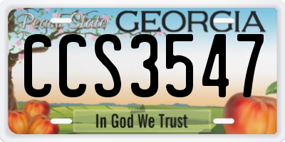 GA license plate CCS3547