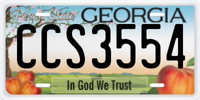GA license plate CCS3554
