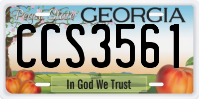 GA license plate CCS3561