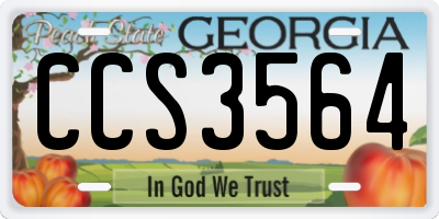 GA license plate CCS3564