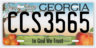 GA license plate CCS3565