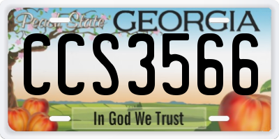 GA license plate CCS3566