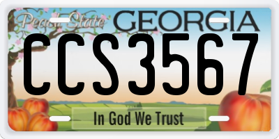 GA license plate CCS3567
