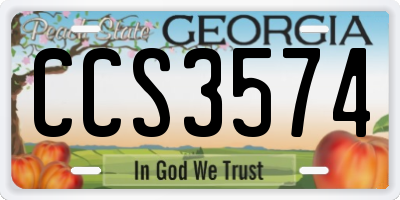 GA license plate CCS3574