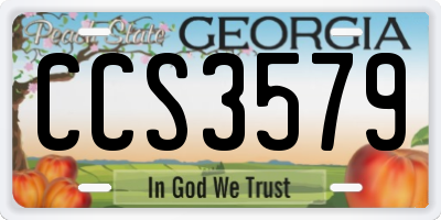 GA license plate CCS3579