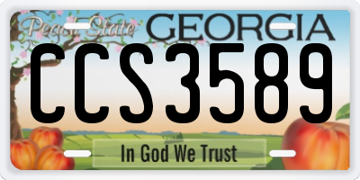 GA license plate CCS3589