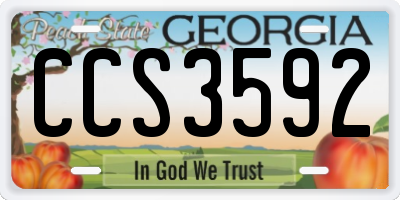 GA license plate CCS3592