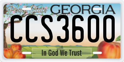 GA license plate CCS3600