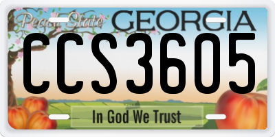 GA license plate CCS3605