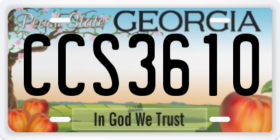 GA license plate CCS3610