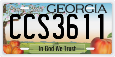 GA license plate CCS3611