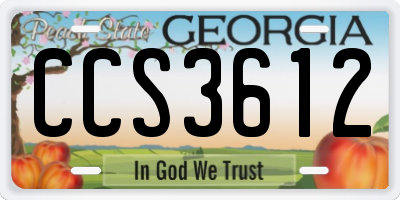 GA license plate CCS3612
