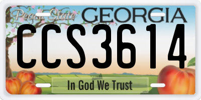 GA license plate CCS3614