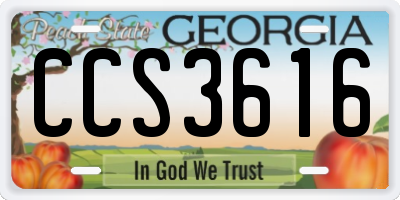GA license plate CCS3616