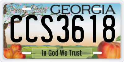 GA license plate CCS3618