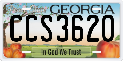 GA license plate CCS3620