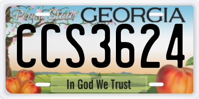 GA license plate CCS3624