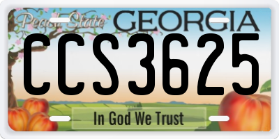 GA license plate CCS3625