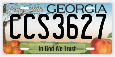 GA license plate CCS3627
