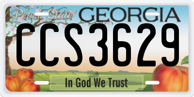 GA license plate CCS3629