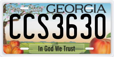 GA license plate CCS3630