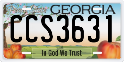 GA license plate CCS3631