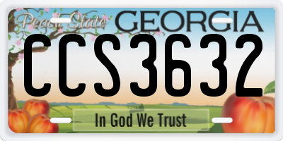 GA license plate CCS3632