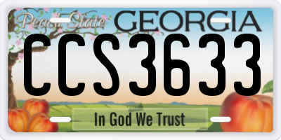 GA license plate CCS3633