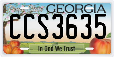 GA license plate CCS3635