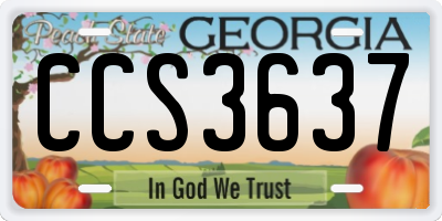 GA license plate CCS3637