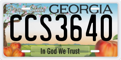 GA license plate CCS3640