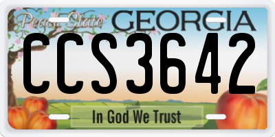 GA license plate CCS3642
