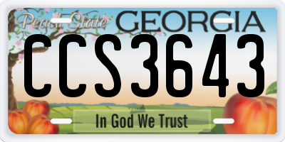 GA license plate CCS3643