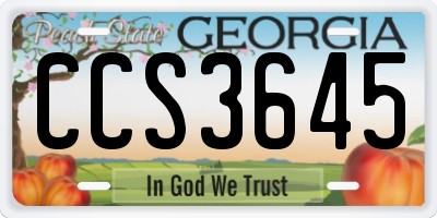 GA license plate CCS3645