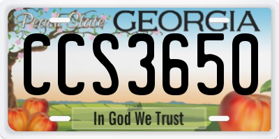 GA license plate CCS3650