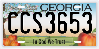 GA license plate CCS3653