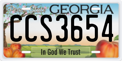 GA license plate CCS3654