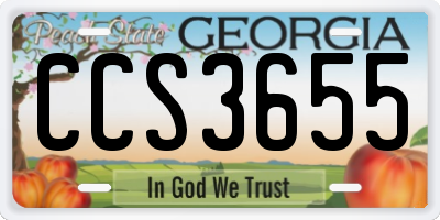 GA license plate CCS3655
