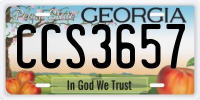 GA license plate CCS3657